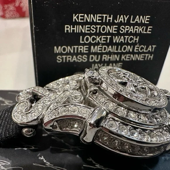 Vintage Kenneth Jay Lane rhinestone locket watch s-l400.jpg main image 3